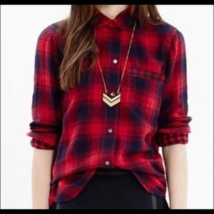 Boyfriend Flannel Shirt in Red Plaid